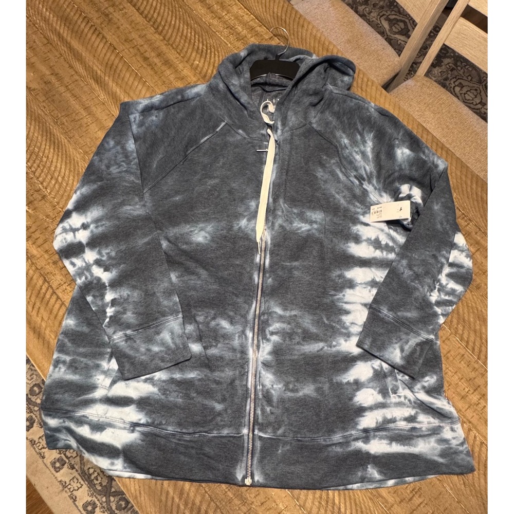 Livi Active Women Blue Tie Dye Full Zip Hoodie Sweatshirt Plus Size 26/28 NWT
